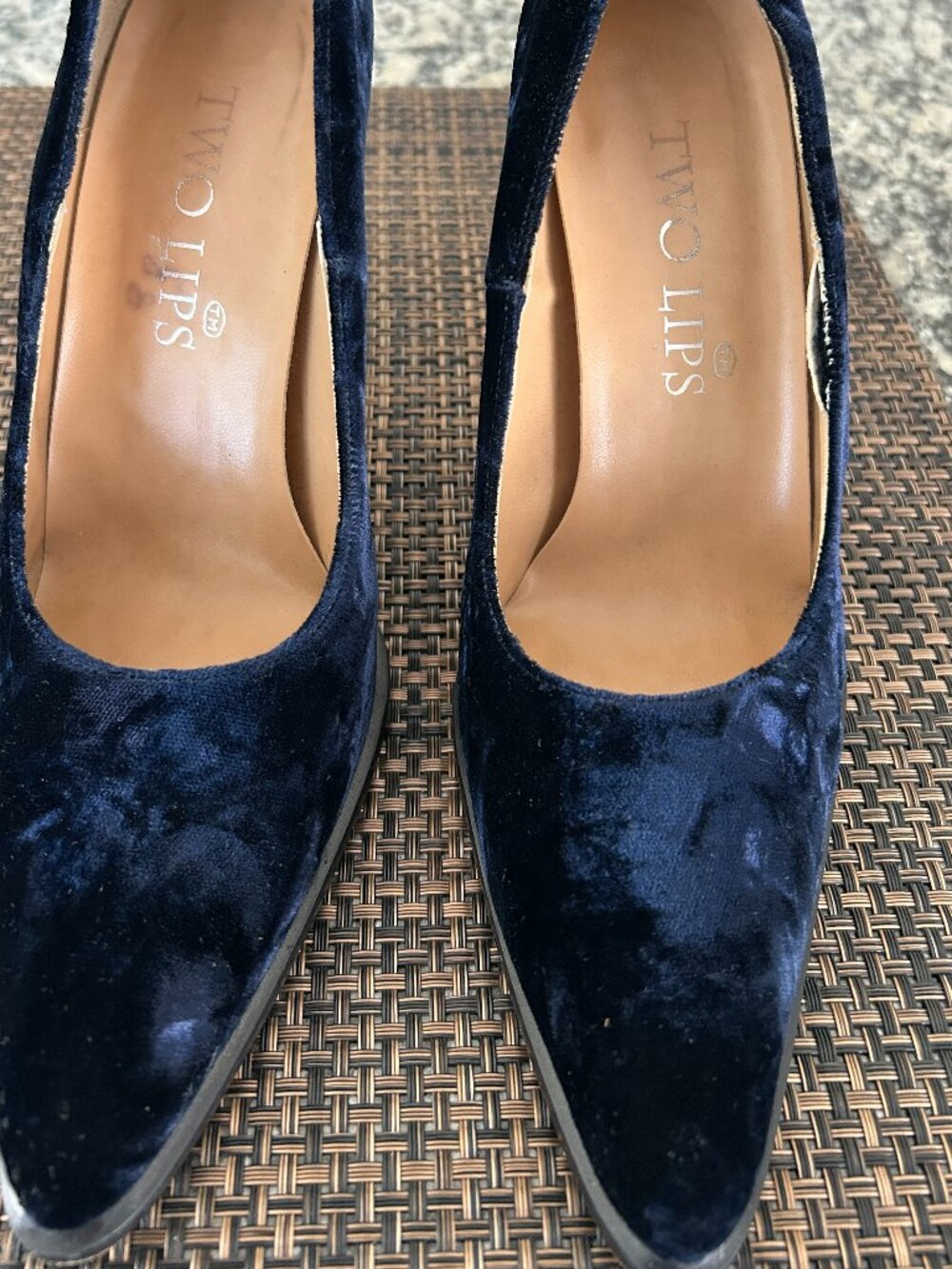 Navy Blue Velvet Pointed Toe Heels | Women's Size 8 | EXCELLENT CONDITION